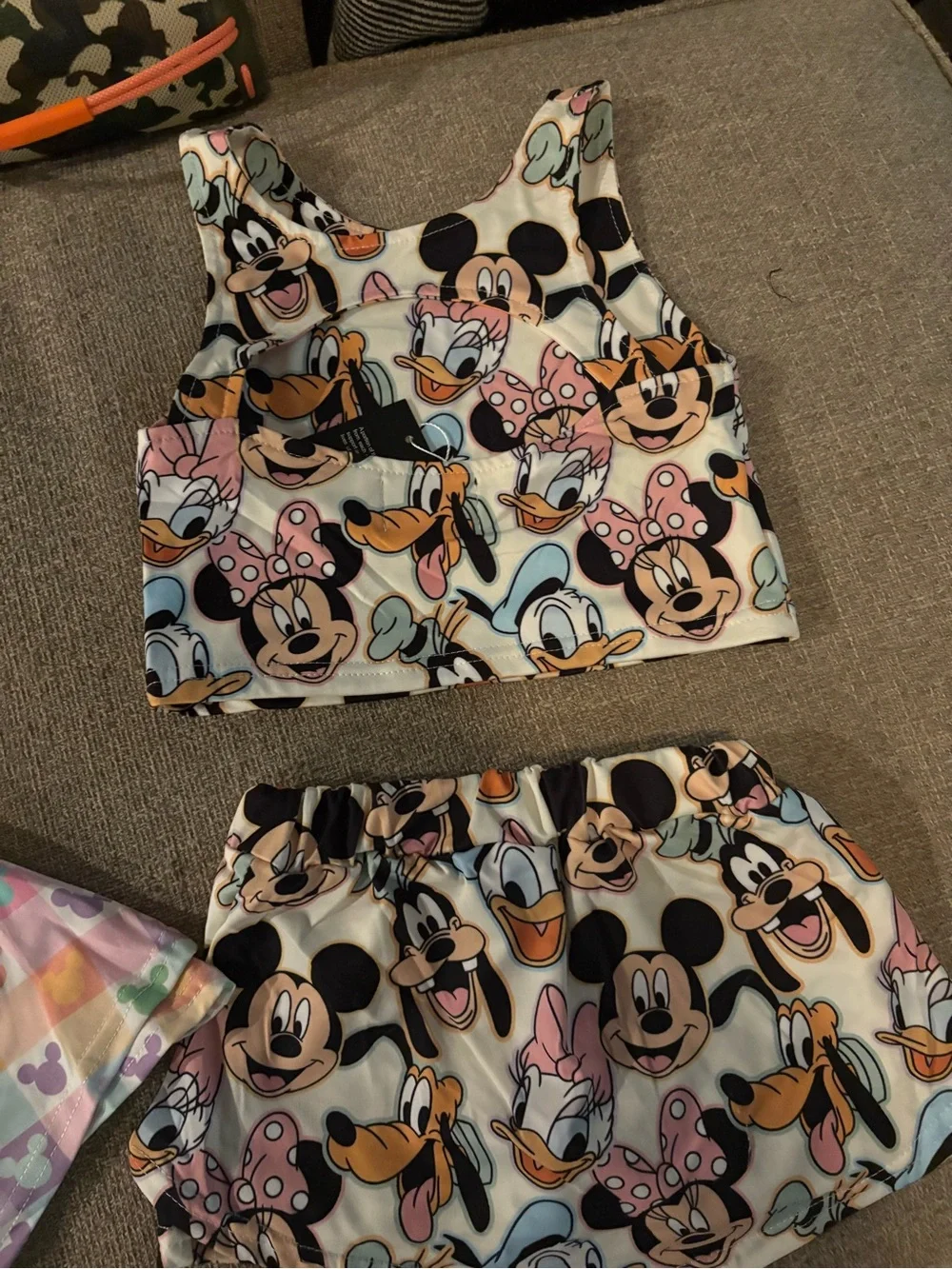 Disney Pastel Multi Character Crop Tank and Skirt Set